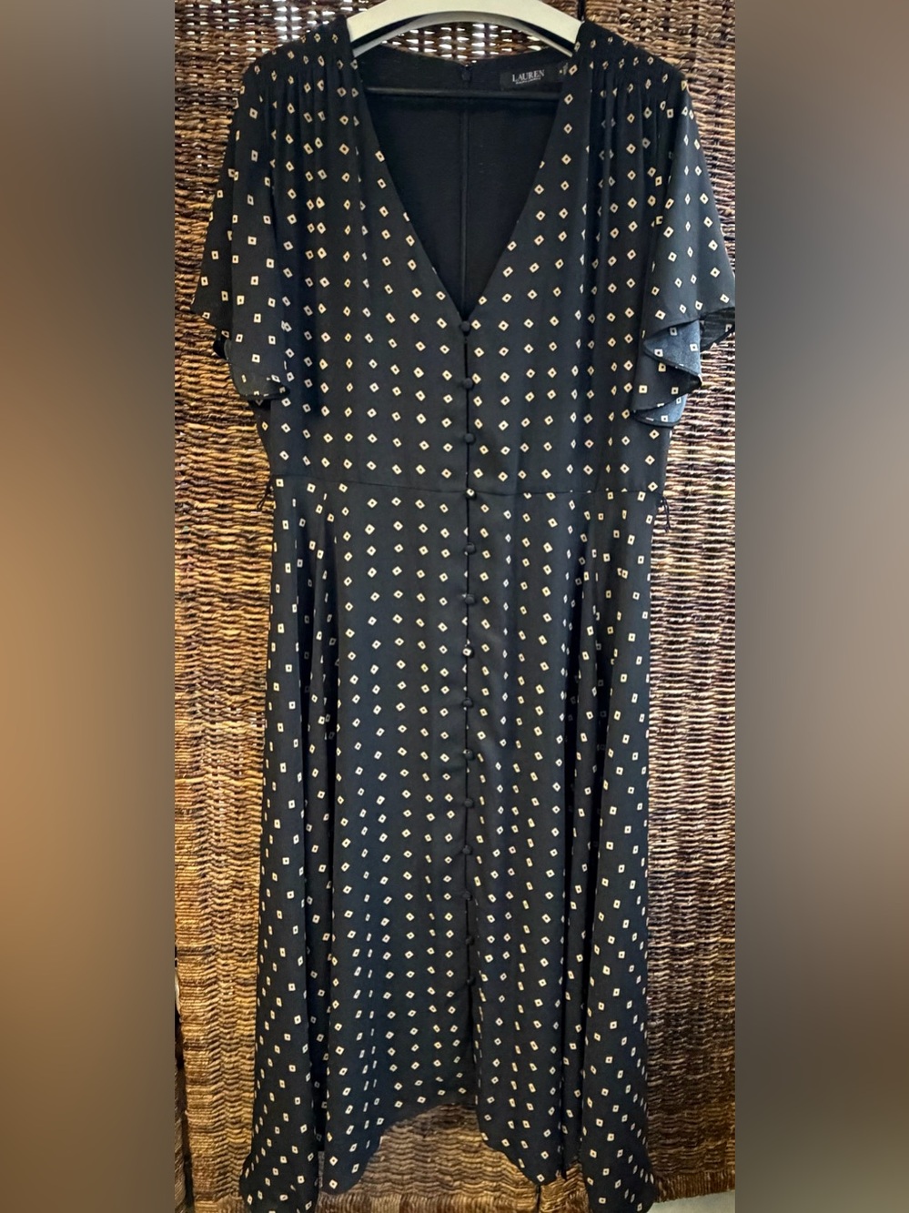 Lauren Ralph Lauren Geo Black Label Dress w/Ivory Diamond Print-Size:16,No belt